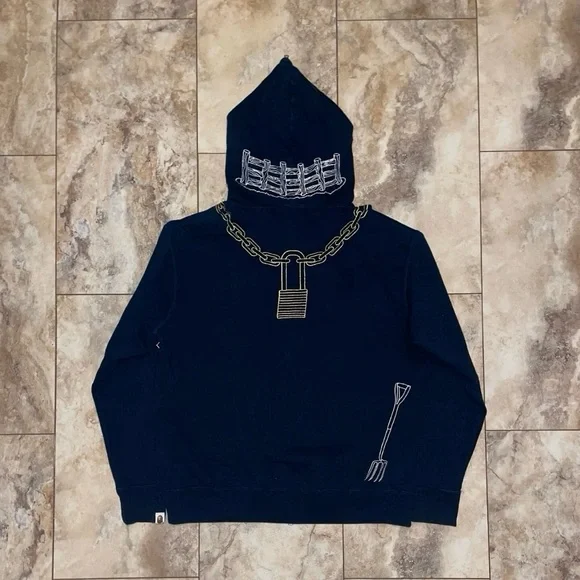 2008 Bape By A Bathing Ape Holstein Cow Full ZipHoodie Navy Size Large